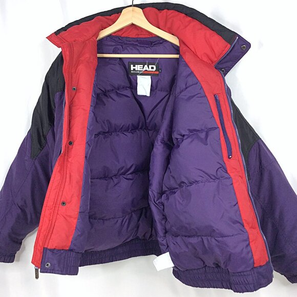 Vintage 90s HEAD Skiwear Jacket Mens Size Large Purple Red Thick Snowmobile - Picture 3 of 16